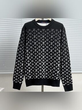 Louis Vuitton Men’s Black & White Monogram Knit Sweater